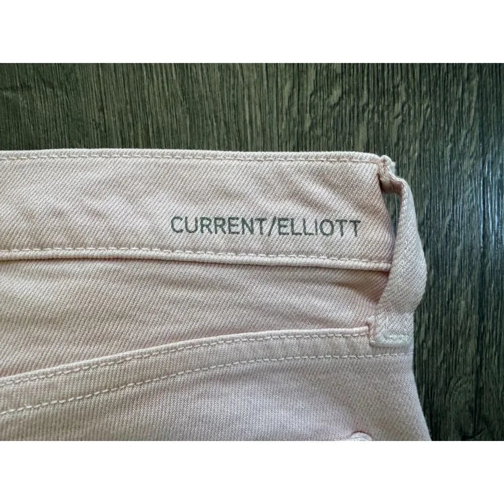 Current/Elliot‎ Stiletto Pants Pink Skinny Jeans Denim Raw Hem Low Rise 24 NEW